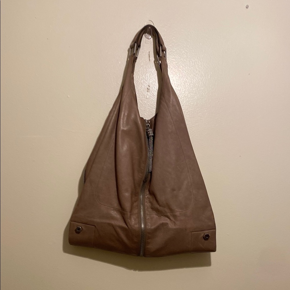 Monika Chiang Brown Leather Slouchy Tote Bag